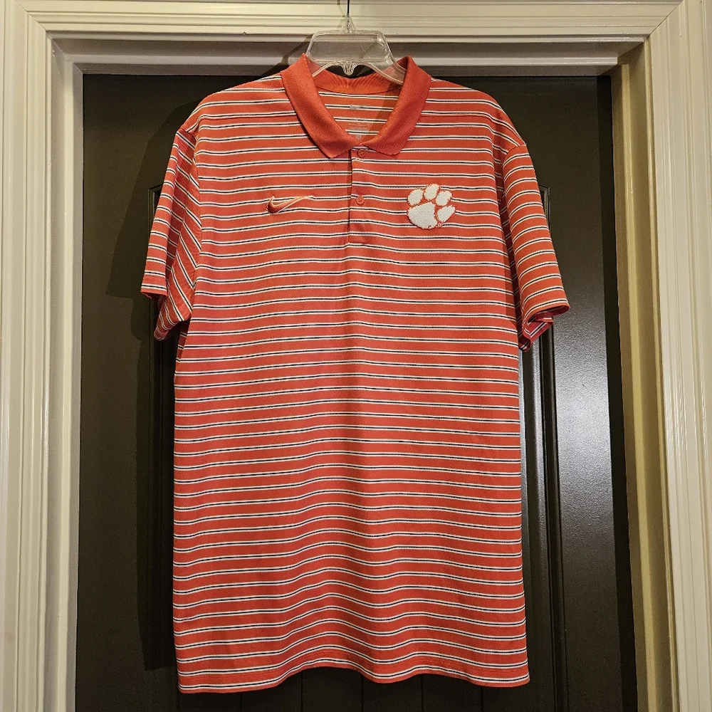 Nike Clemson Tigers Primetime Victory Striped Performance Polo - Size XL